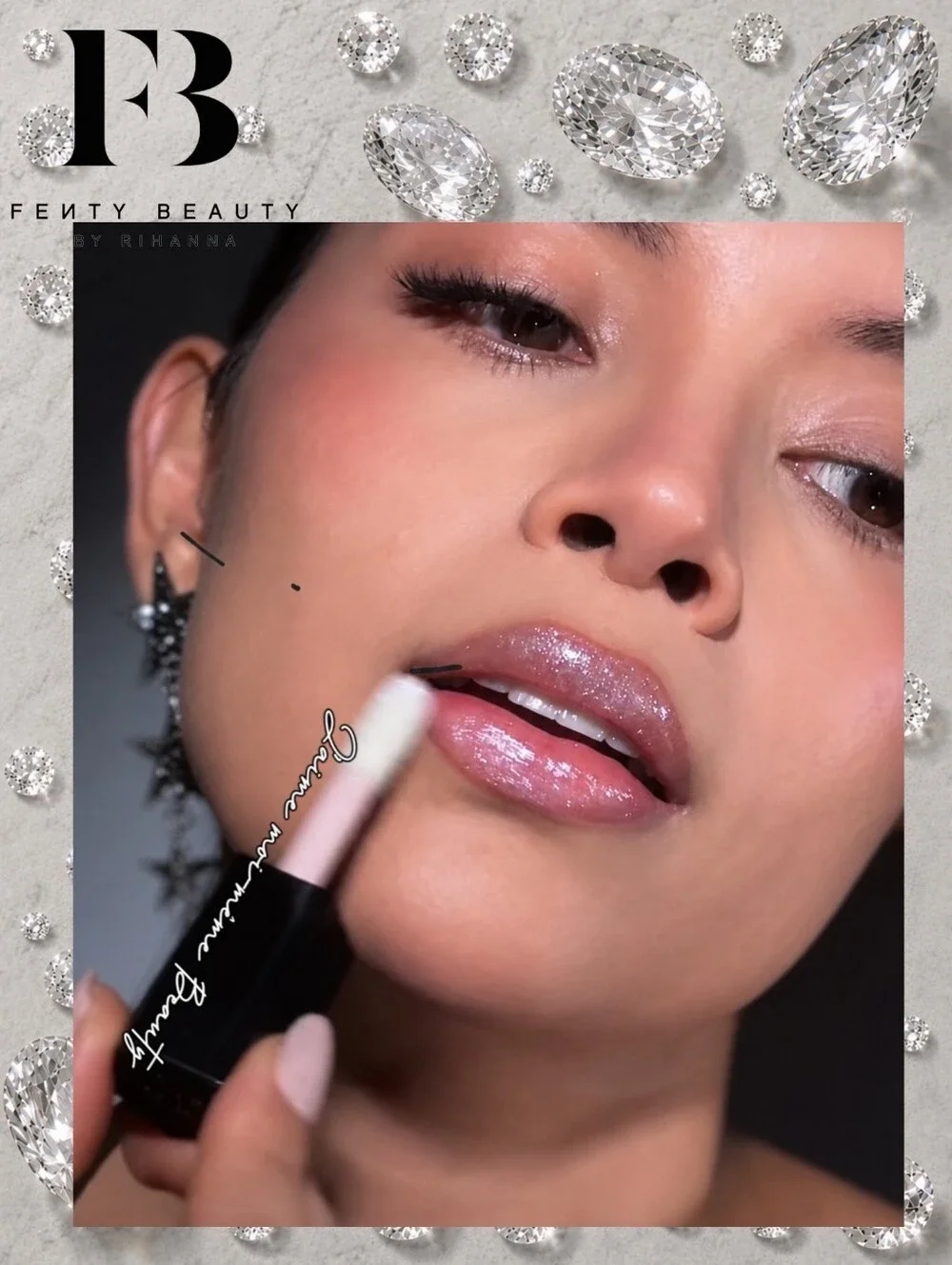 Fenty Beauty Diamond Milk Shimmer Lip Gloss - Sparkling White & Pink Pearl -New